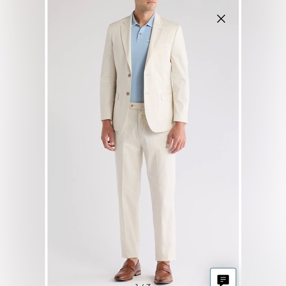 Nautica Modern Fit Stretch Cotton Cream 2 Piece Suit - NWT - Picture 2 of 9